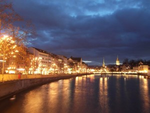 Evening view of Zurich, Switzerland Evening view of Zurich, Switzerland