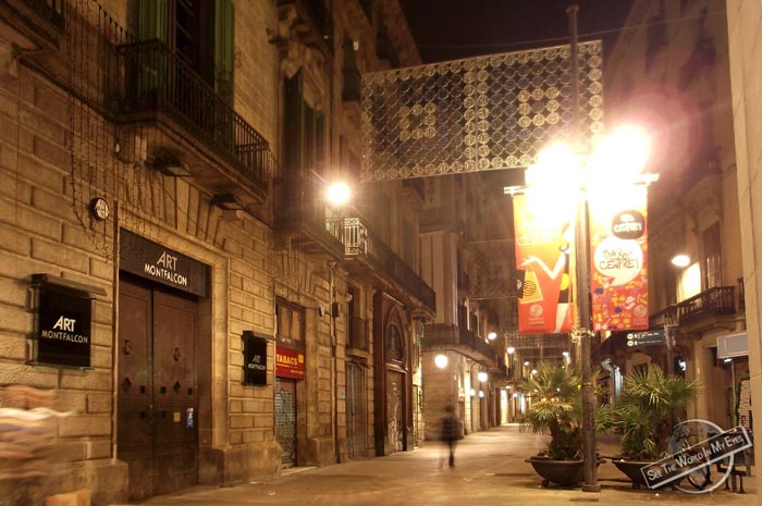 Evening Stroll through the historic Area of Barcelona, Spain Evening Stroll through the historic Area of Barcelona, Spain