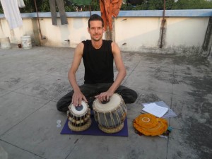 Dennis Kopp practicing Tabla on the Roof in Kolkata, India Dennis Kopp practicing Tabla on the Roof in Kolkata, India