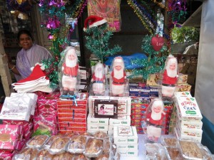 Christmas items in a store, Kolkata, India Christmas items in a store, Kolkata, India