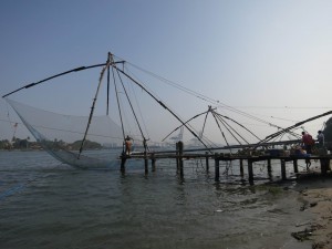 Lifted Chinese Fishing Net in Kochi, India Lifted Chinese Fishing Net in Kochi, India