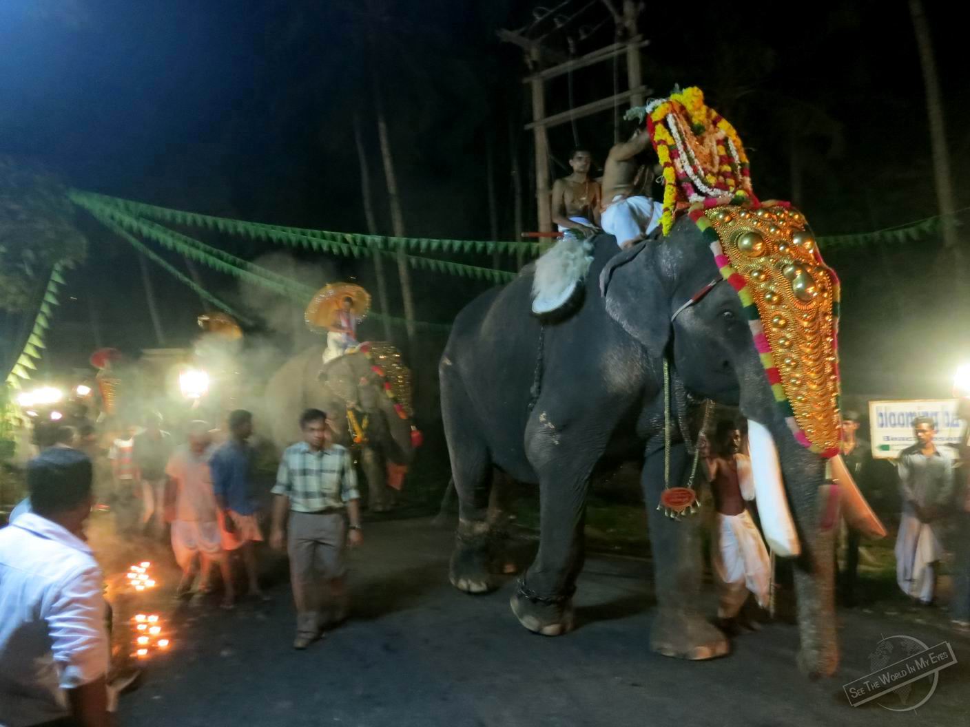 Elephants during Holi Temple Festival in Varkala, India Elephants during Holi Temple Festival in Varkala, India