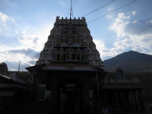Temple with Arunachala Mountain Temple with Arunachala Mountain