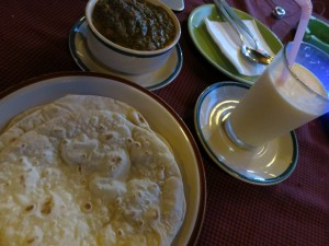 Palak Paneer, Chapati and Fruit Lassi Palak Paneer, Chapati and Fruit Lassi