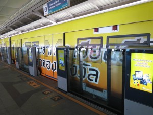 Yellow Train matching yellow Commercials on the Screens Yellow Train matching yellow Commercials on the Screens