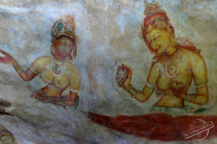 Sexy Fresco of Bare Breasted Women at Sigiriya Rock in Sri Lanka Sexy Fresco of Bare Breasted Women at Sigiriya Rock in Sri Lanka