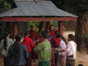 Feeding of the Monks in Pankam Village, Myanmar Feeding of the Monks in Pankam Village, Myanmar