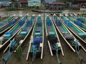 Boats for Tourist Tours on Inle Lake, Myanmar Boats for Tourist Tours on Inle Lake, Myanmar