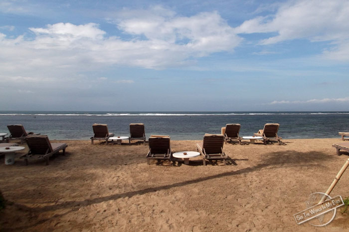 Empty Beach Chairs in Sanur on Bali, Indonesia Empty Beach Chairs in Sanur on Bali, Indonesia