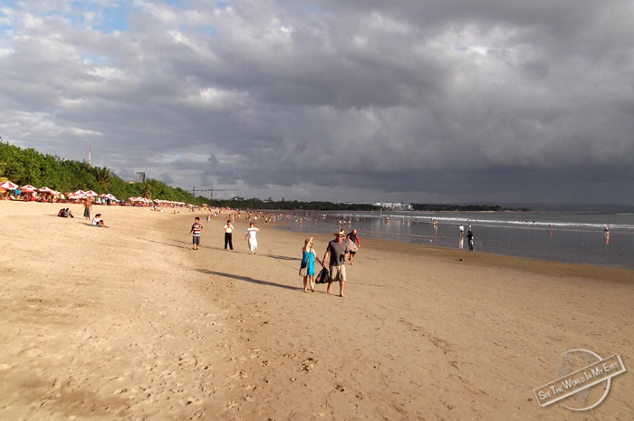 Wide Yellow Sand Beach stretching from Seminyak to Kuta on Bali, Indonesia Wide Yellow Sand Beach stretching from Seminyak to Kuta on Bali, Indonesia