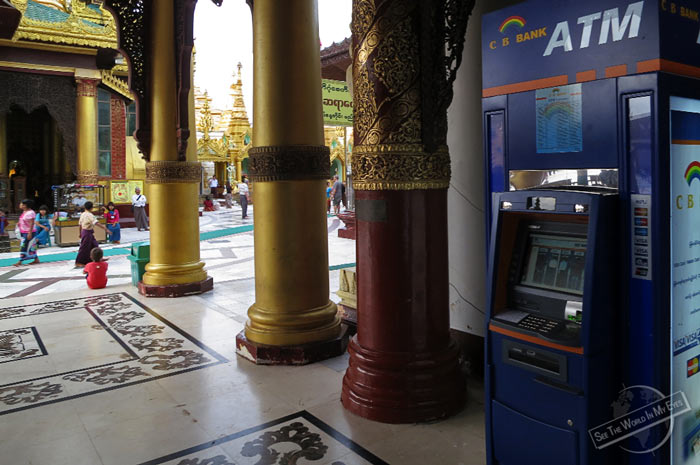 ATM right in the Center of Shwedagon Money Paya in Yangon, Myanmar ATM right in the Center of Shwedagon Money Paya in Yangon, Myanmar