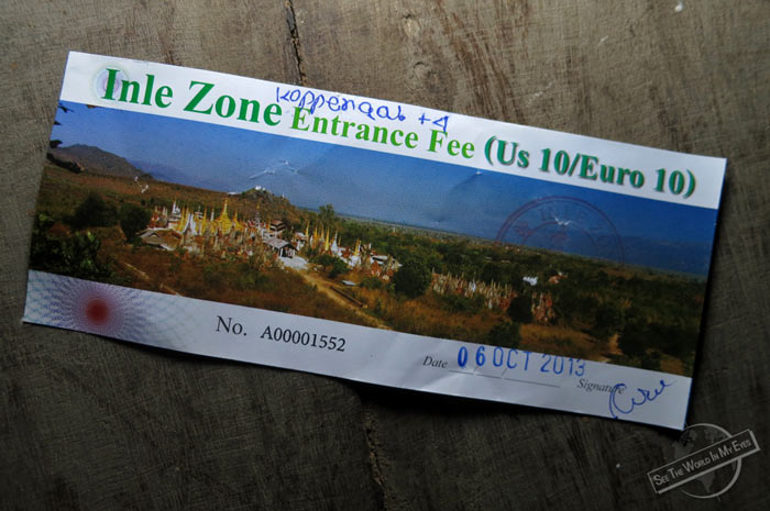Curious Entrance Ticket with Dollar to Euro Conversion in Myanmar Curious Entrance Ticket with Dollar to Euro Conversion in Myanmar