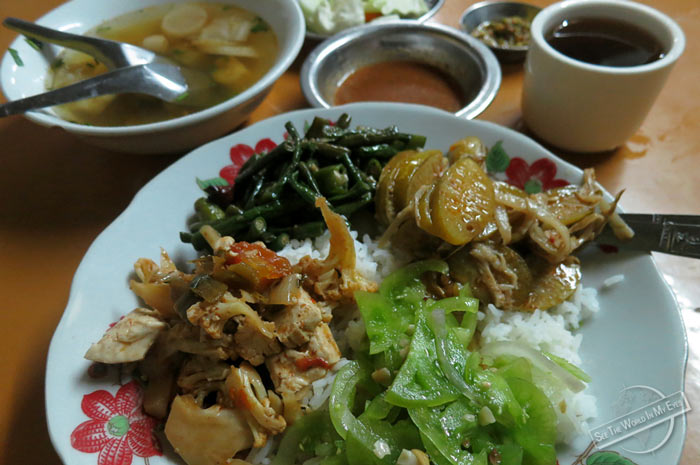 Shan Food Rice Plate with four different Vegetables in Mandalay, Myanmar Shan Food Rice Plate with four different Vegetables in Mandalay, Myanmar