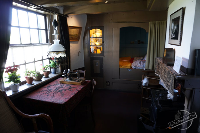 Windmill Living Room with Blades flying by at Kinderdijk, Netherlands