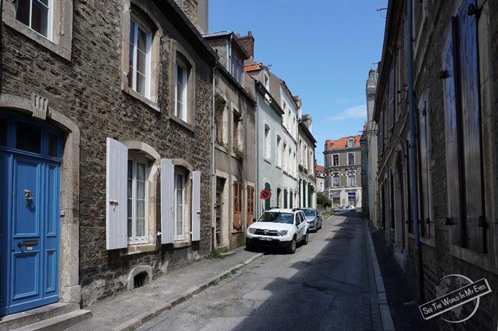 Blue Doors and Stone Architecture of Boulogne-sur-Mer in France