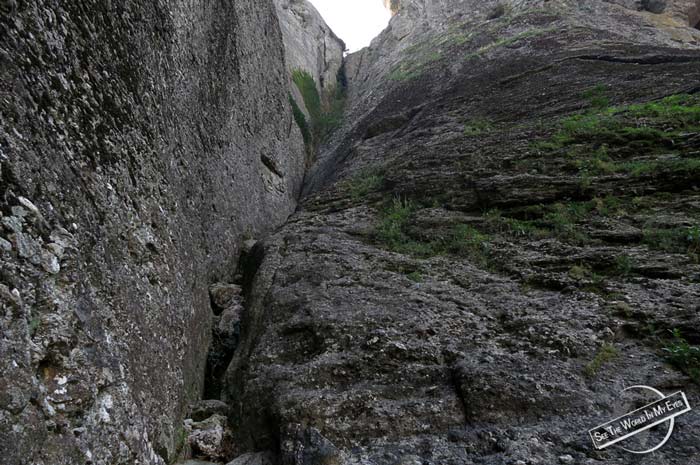 Scramble and Climbing Path in the Gap of the Great Saint Rock in Meteora, Greece