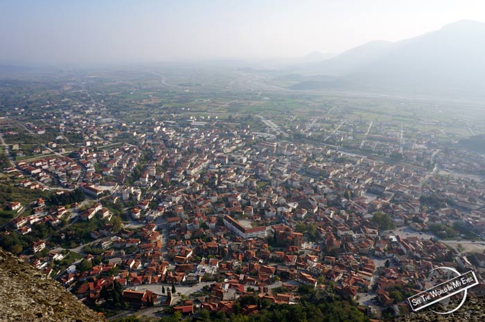Views over Kalambaka from the Rock of Great Saint in Meteora, Greece
