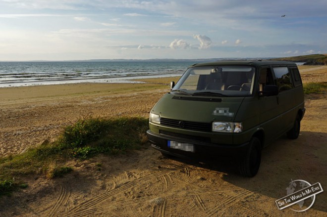 Camping at the Beach in France with the Self-made Campervan Camping at the Beach in France with the Self-made Campervan