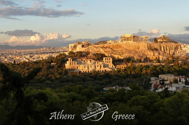 Evening Panorama of Athens and the Acropolis in Greece Evening Panorama of Athens and the Acropolis in Greece